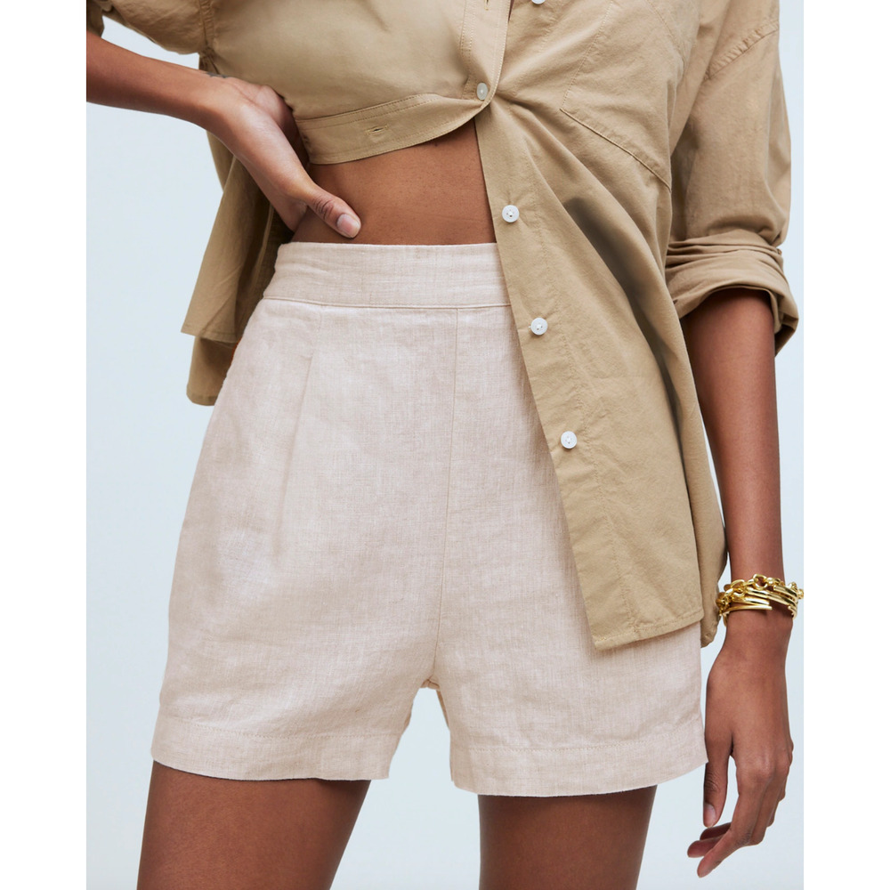Madewell Clean Pull On Shorts 100% Linen Natural Undyed Coastal Beachy M NWOT